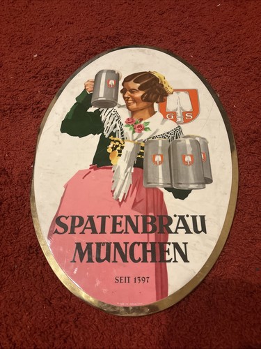 Altes werbeschild spatenbräu - altes, werbeschild,