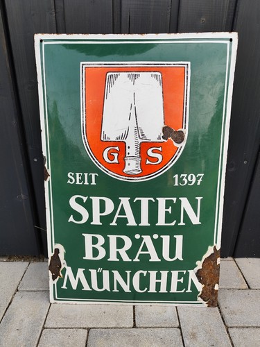 Original emailleschild spaten - original,